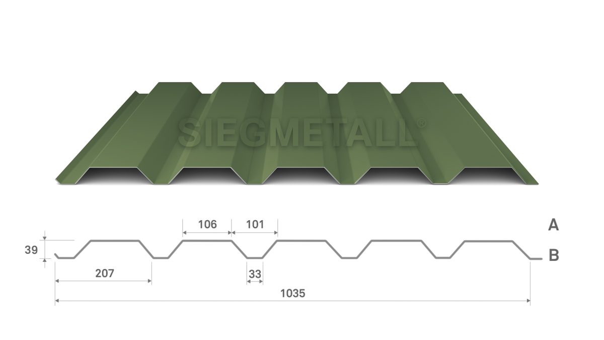  Siegmetall Trapezblech S35-207 RAL 6011 positiv