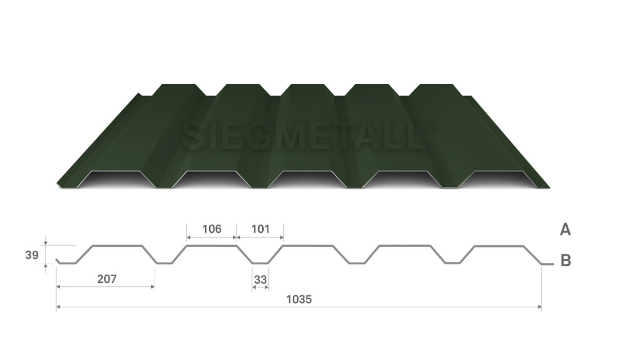  Siegmetall Trapezblech S35-207 RAL 6020 positiv