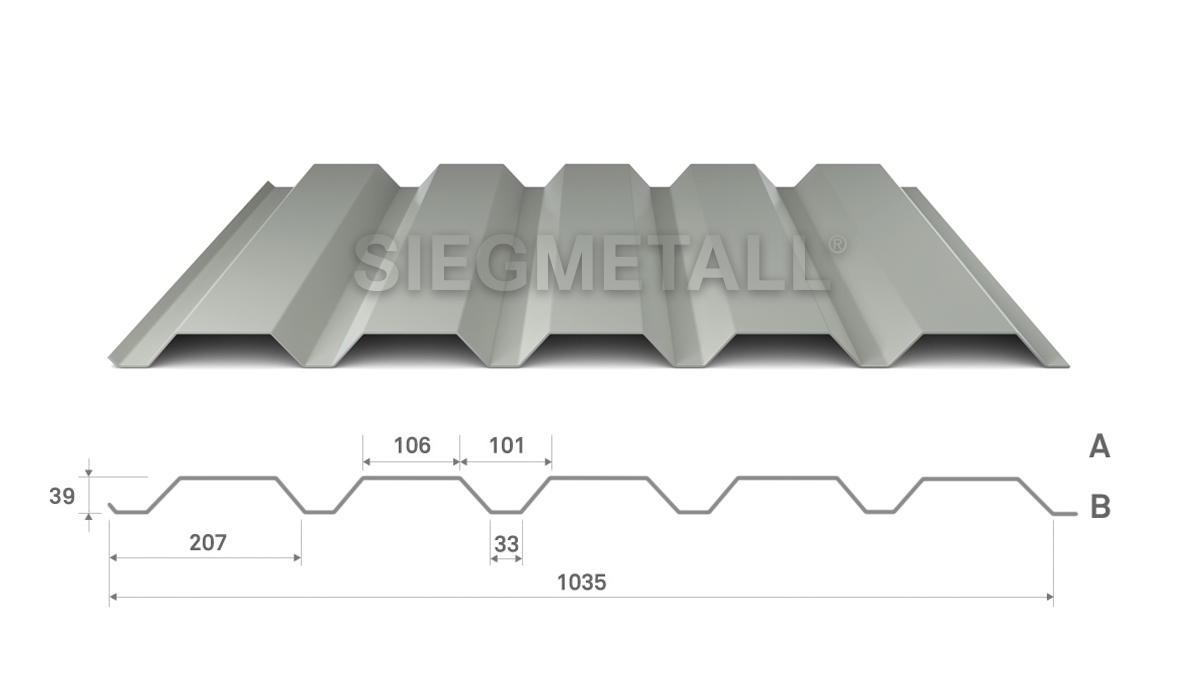  Siegmetall Trapezblech S35-207 RAL 7035 positiv