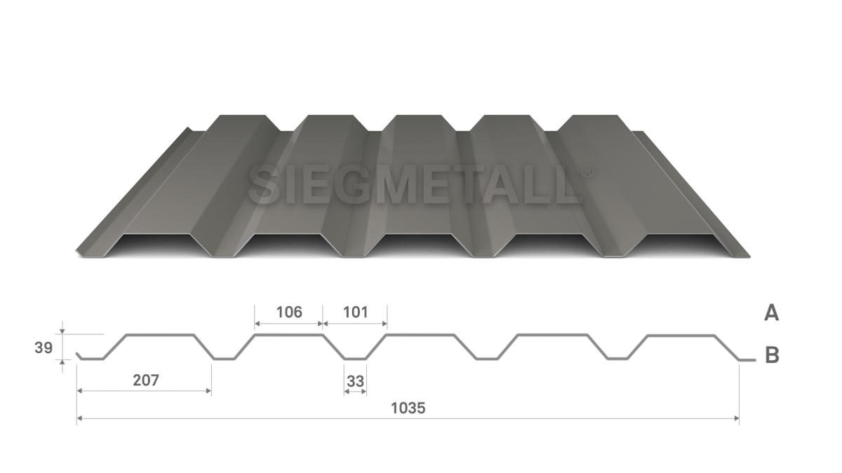  Siegmetall Trapezblech S35-207 RAL 9007 positiv
