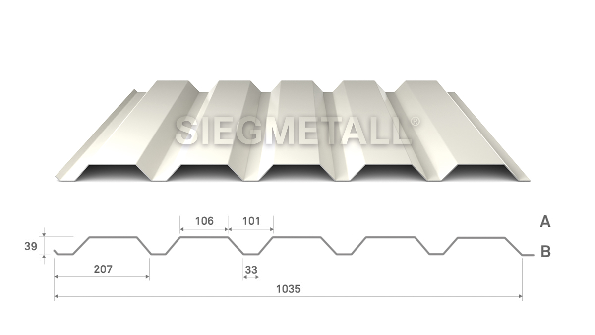  Siegmetall Trapezblech S35-207 RAL 9002 positiv
