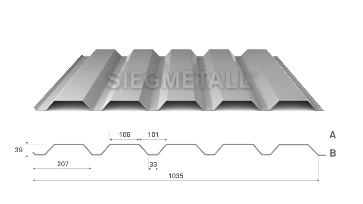  Siegmetall Trapezblech S35-207 RAL 9006 positiv